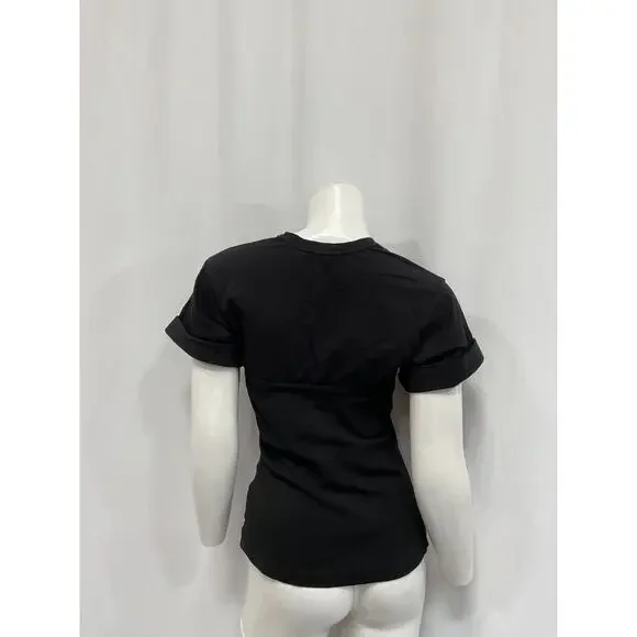 A.L.C. 'Frankie' Black Cotton T-Shirt Size S - Picture 3 of 5